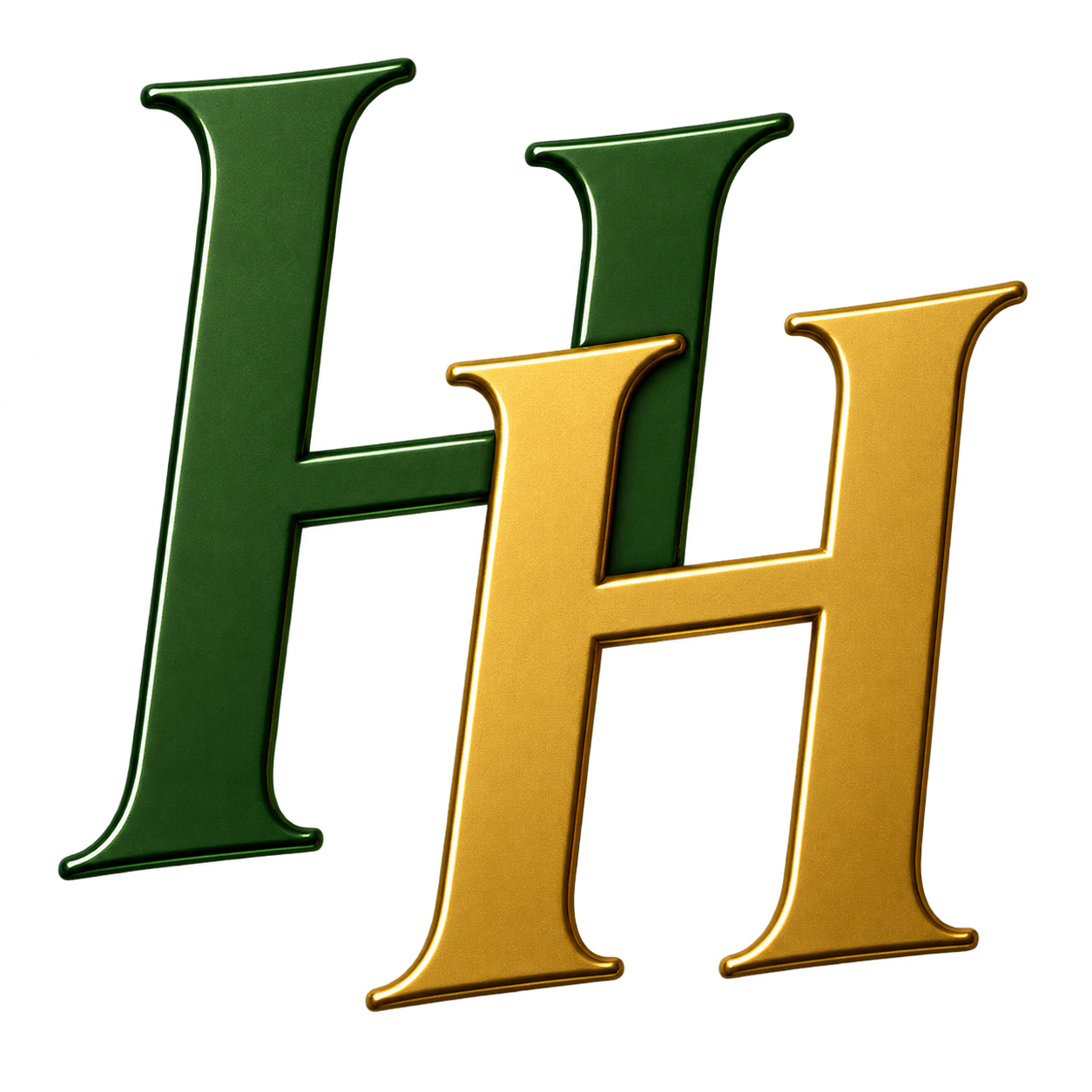 HawkHive green and gold HH logo